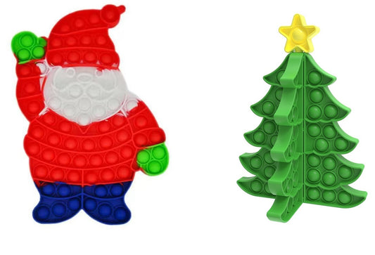 Set 2pz Pop It Jumbo Santa y Árbol de Navidad 3D